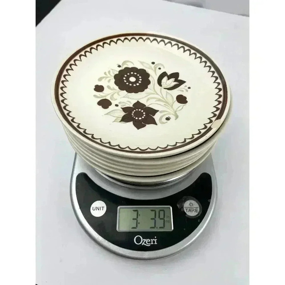 VTG Set of 6 1970's Floral Dessert Plate Brown Tan Flowers 6" - Picture 6 of 11